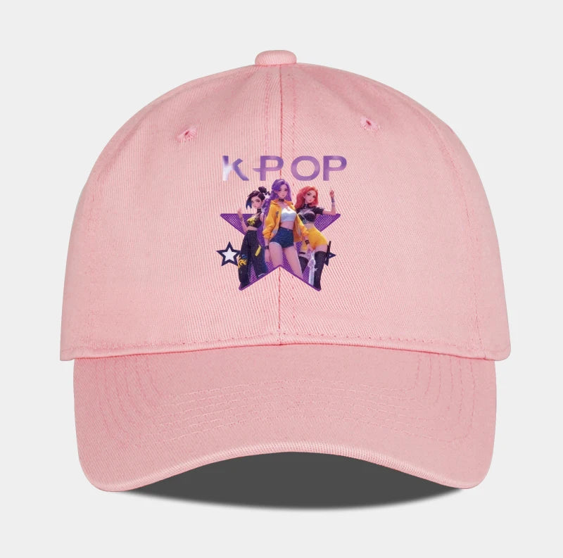 K-POP-baseballpet met print van cartoonmeisjesgroep - Unisex casual retro verstelbare ‘dad cap’ - Y2K-zonnepet