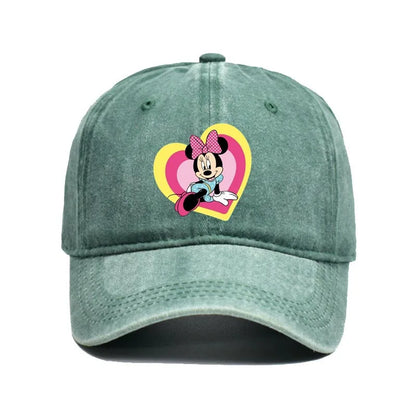Retro Washed Mickey Mouse Print Baseball Cap Men Women Vintage Kpop Snapback Cap Adjustable Breathable Trucker Hat Sunscreen Hat