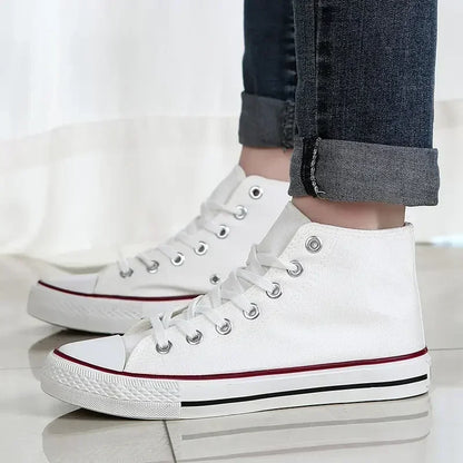 Baskets montantes classiques confortables, chaussures de sport plates, chaussures de marche confortables, mode respirante, toile de loisirs canisée, nouveau