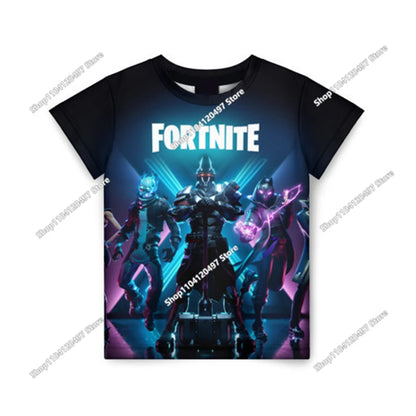 T-shirts Fortnite Anime para Menina, T-shirt Branca para Rapaz, T-shirts Cartoon para Bebé, Camisolas de Verão com Estampado Fofo, Tops de Disfarce