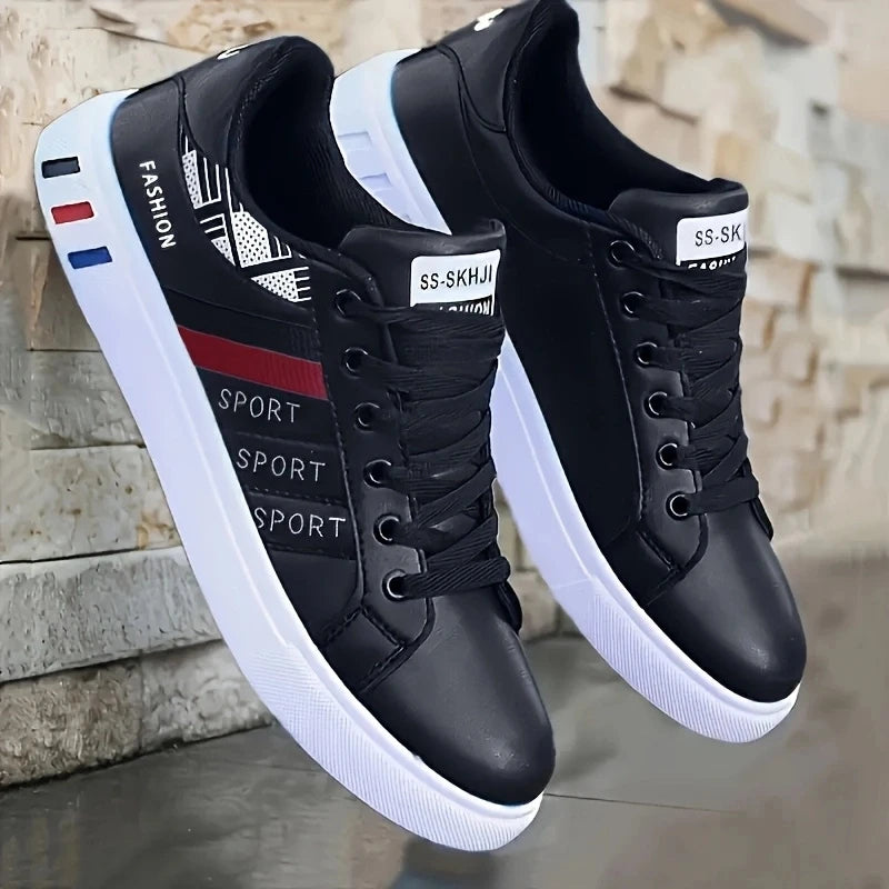Zapatillas de skate de caña baja para hombre: transpirables, con cordones y suela de PVC