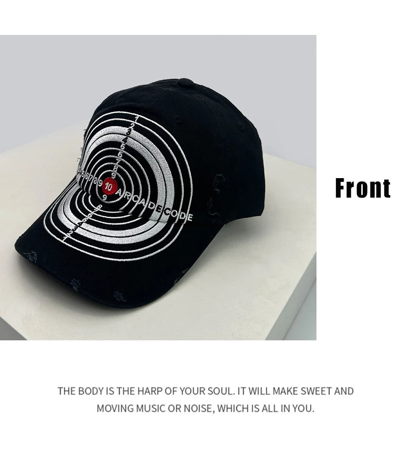 New Unisex Broken Style Bull's-eye Cross Embroidery Baseball Hats Sunshade Personal Versatile Peaked Caps Street Fashion Hip Hop
