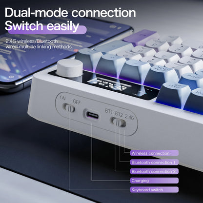 XUNFOX TK100 tastiera wireless 2.4 Bluetooth dual-mode gaming silenziosa per ufficio e notebook, universale