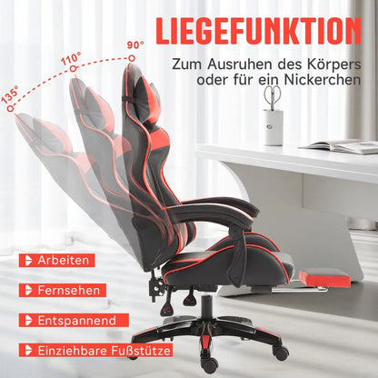 Silla gaming Sillón gaming Silla de oficina ajustable en altura con función reclinable ajustable, orejas de gato y cojines