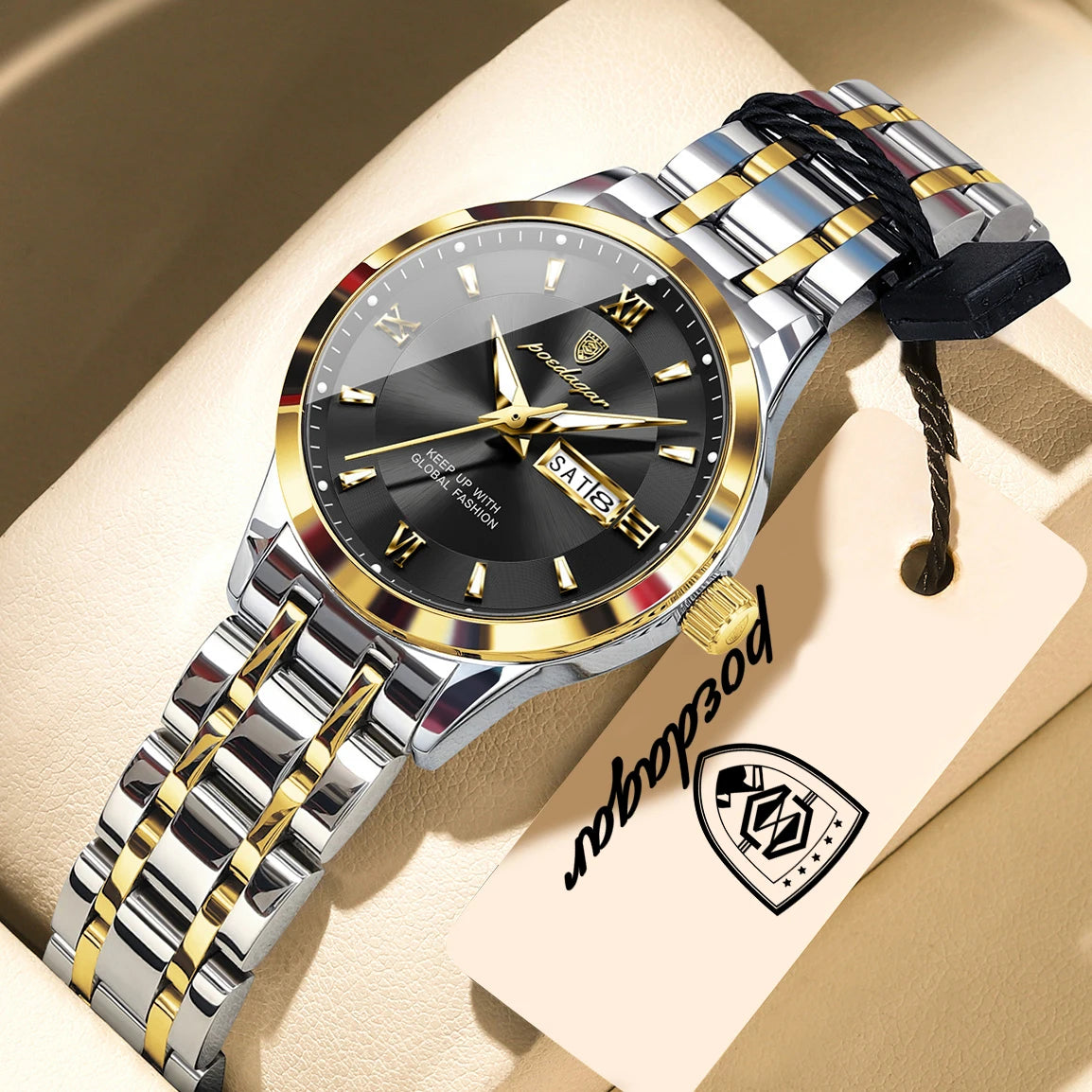 POEDAGAR Luxury Elegant Woman's Watches Luminous Waterproof Stainless Steel Ladies Wristwatch Quartz Week Date Women Watch Reloj
