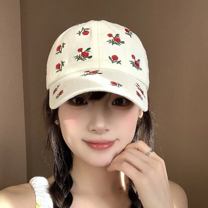 Cute Hats Japanese Sweet Style Retro Embroidered Baseball Cap Versatile Women's Baseball Cap Casual Sunshade Sun Protection Cap
