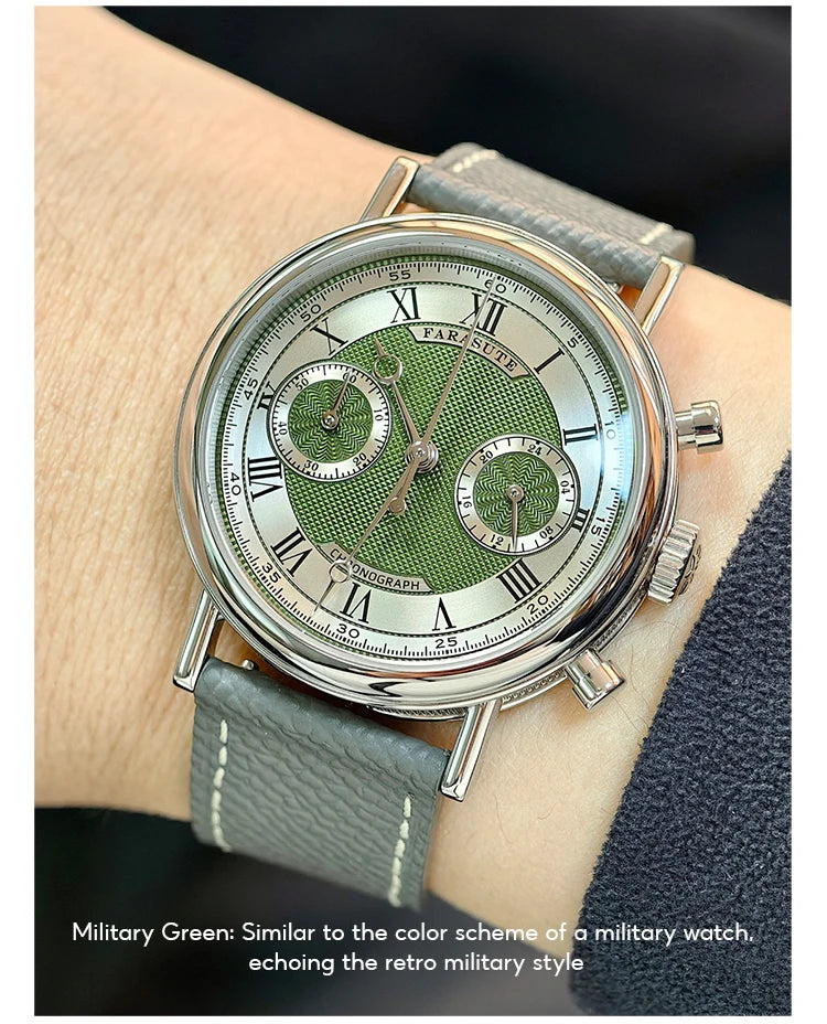 FARASUTE 2025 New Retro Mens Watches Quartz Watch For Men Speed Sports Chronograph AR Coating Sapphire VK64 Clock Reloj Hombre