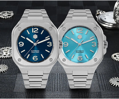 San Martin 40mm Classic Luxury Sport Watch Distinctive Square Case Stainless Steel Men Watch Automatic Mechanical 10 Bar SN0074