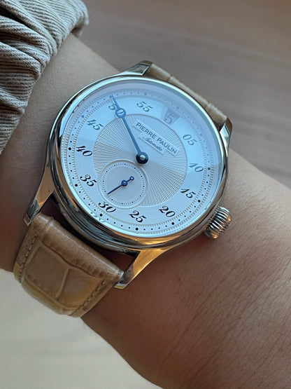 42mm PIERRE PAULIN Jumping Hour Watch Men's Salmon Dial Sapphire Watch For Men Automatic Mechanical Wristwatch Relogio Masculino