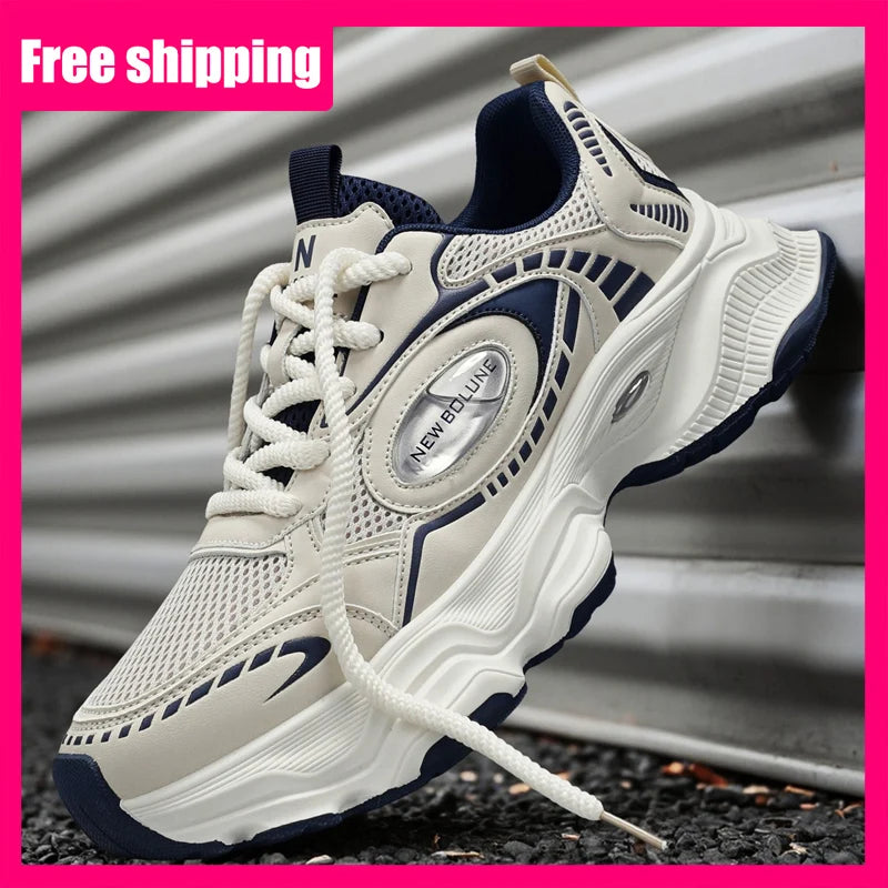 Herren-Sportschuhe – Neu, aus Mesh, atmungsaktiv, mit dicker Sohle, höhenverstellend, strapazierfähig, für den täglichen Weg zur Arbeit, vielseitig einsetzbare Freizeit-Sneaker