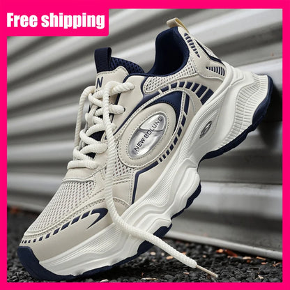 Herren-Sportschuhe – Neu, aus Mesh, atmungsaktiv, mit dicker Sohle, höhenverstellend, strapazierfähig, für den täglichen Weg zur Arbeit, vielseitig einsetzbare Freizeit-Sneaker