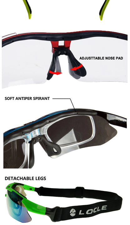 LOCLE Cycling Glasses UV400 Polarized Cycling Sunglasses Men Road MTB Bike Bicycle Glasses Fishing Riding Goggle Cycling Eyewear