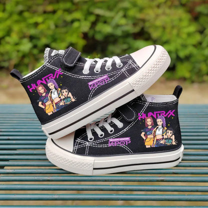 Chaussures en toile pour enfants Rumi Mira Zoey, chaussures pour filles, chaussures de sport, baskets à motifs, chaussures pour enfants, chaussures de tennis à tige haute, chaussures de ville.