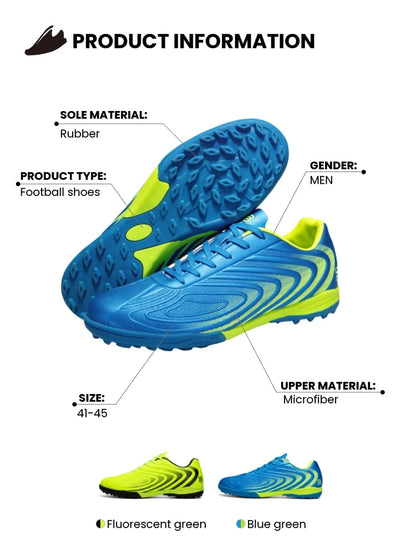Baasploa Chaussures de football professionnelles pour homme, chaussures de sport d'entraînement antidérapantes pour l'extérieur, chaussures de football légères en cuir pour homme, Chuteira Campo