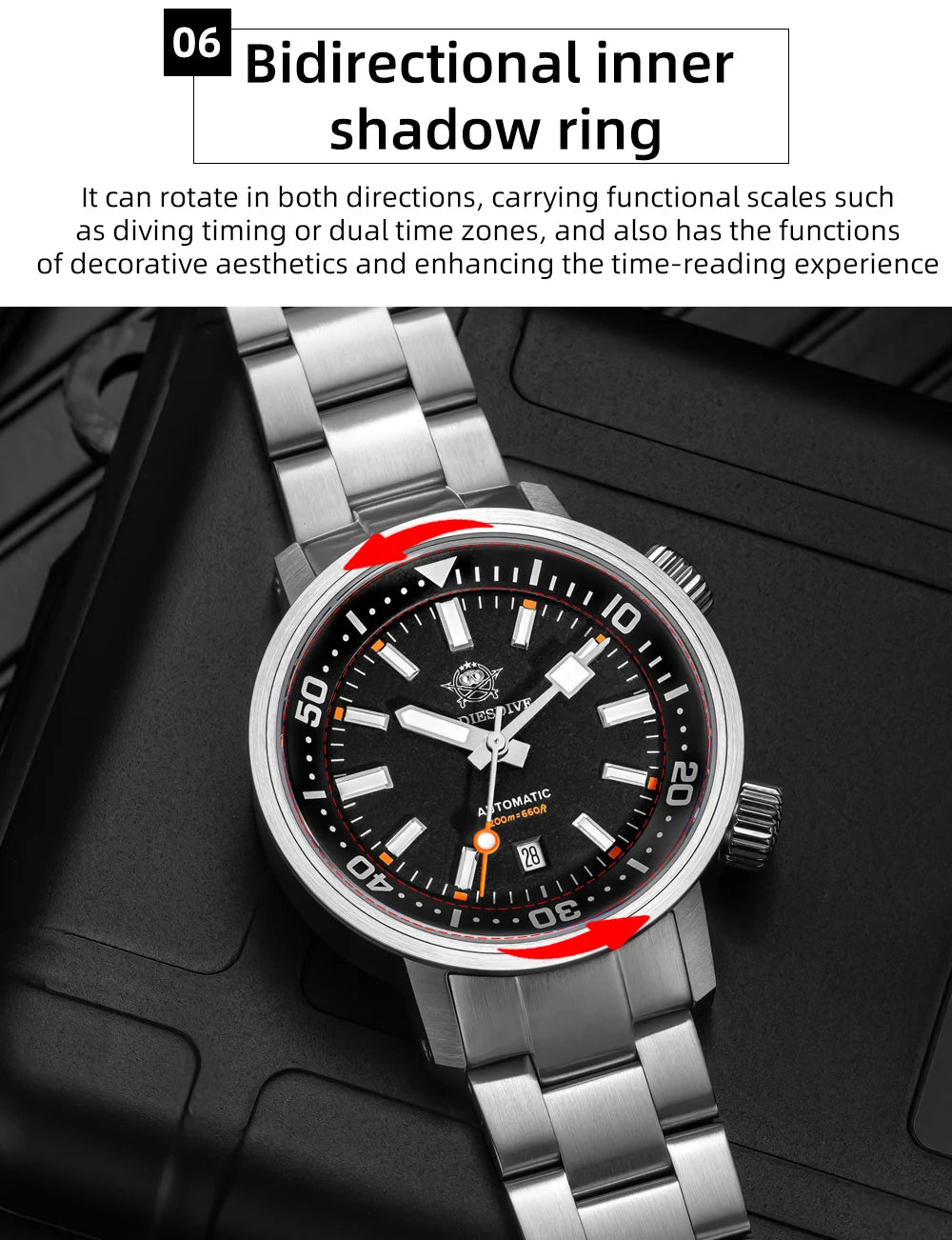 ADDIESDIVE New AD2541 Men Watch 200m Waterproof Sapphire Crystal BGW9 Luminous 316L Stainless Steel Automatic Mechanical Watch