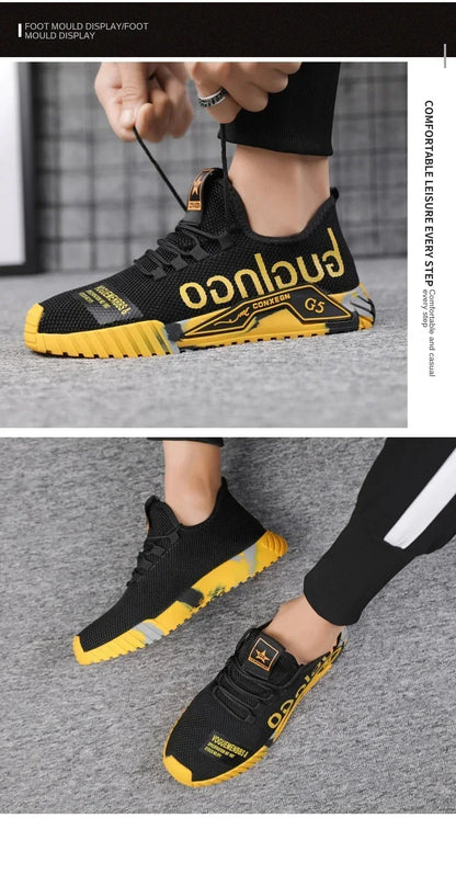 Runing Sport Fashion High Top Sneakers Zapatillas De Deporte Men Casual Mesh Shoes Light Soft Breathable Vulcanize Shoes