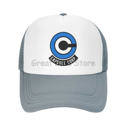 Capsule Corp Mesh Baseball Caps Unisex Hip-Hop Trucker Hat Anime DBZ Dad Hat Adjustable Racing Cap Summer Trucker Snapback Hats