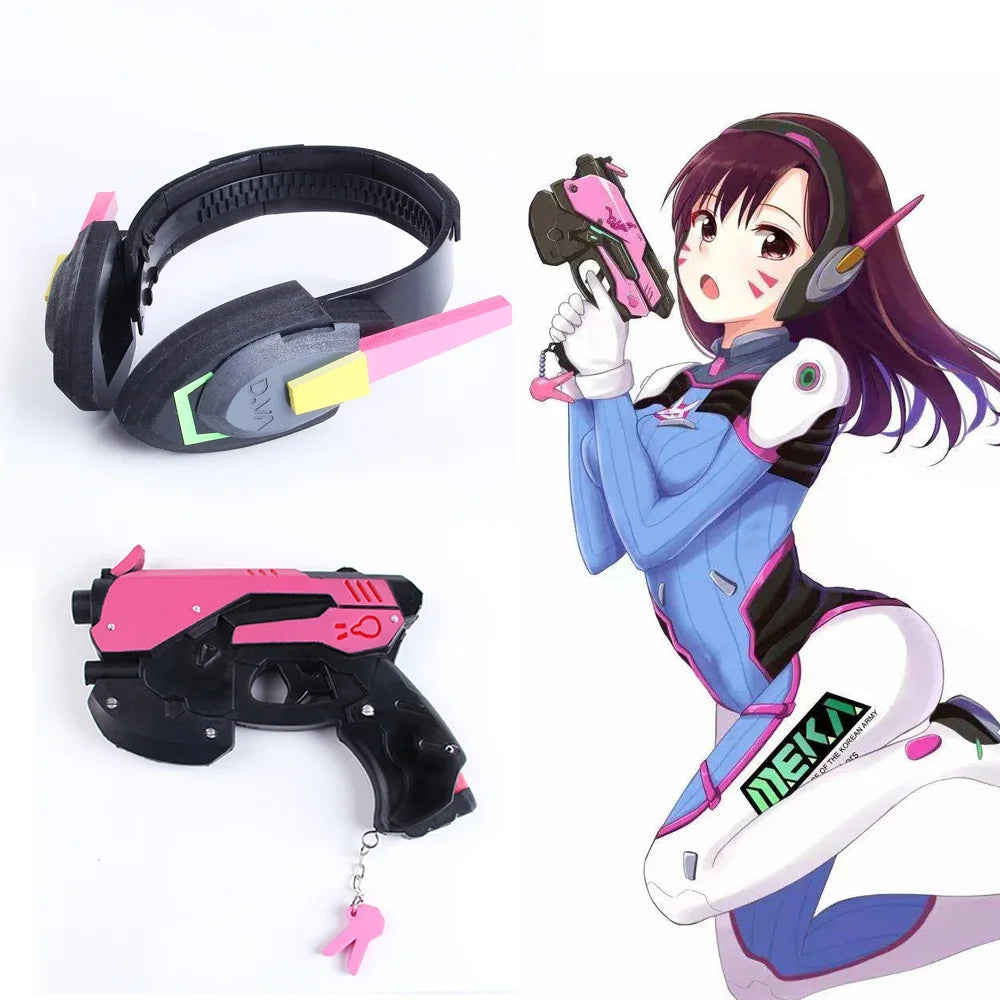 Jogo Overwatch D.Va Auricular Arma Hana Song DVA Pistola Arma Adereços de Cosplay Brinquedo para Festa de Natal e Halloween Acessórios de Cosplay