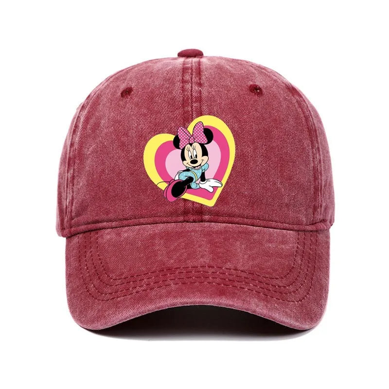 Retro Washed Mickey Mouse Print Baseball Cap Men Women Vintage Kpop Snapback Cap Adjustable Breathable Trucker Hat Sunscreen Hat
