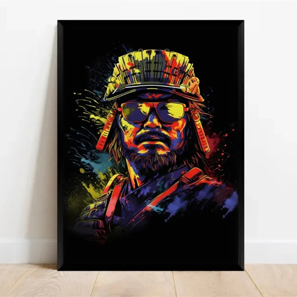 Póster Néon de Personagem de Videojogo com Gamepad, Auscultadores, Futebol e Basquetebol em Tela — Arte de Parede para Decoração de Quarto Gaming