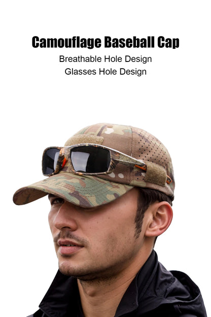 Breathable Camouflage Baseball Cap UV Sun Protection Hat for Outdoor Sports Fishing Camping Hiking Hunting
