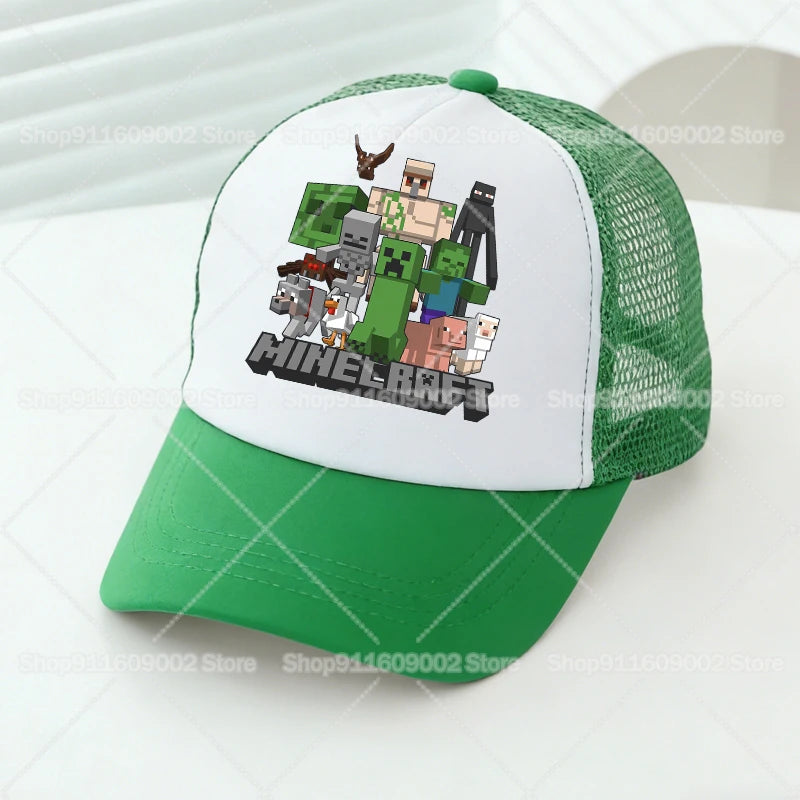Minecrafted Mesh Baseball Caps Cartoon Figures Adult Children Sports Hats Boys Girls Summer Outdoor Sunshade Peaked Caps Gift