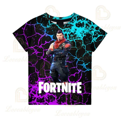 Fortnite „Victory Royale Ninja Fashion“ 3D marškinėliai vaikams, vasariniai trumpomis rankovėmis, su animaciniu raštu, kūdikių drabužiai, vaikiški marškinėliai