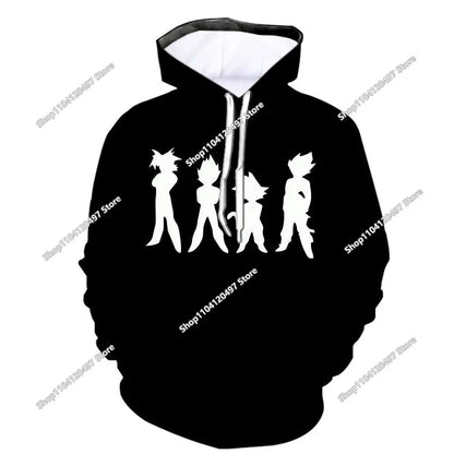 Sweatshirt com capuz Dragon Ball para rapazes e raparigas, novo modelo de outono e inverno, criativo, largo e versátil