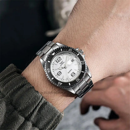 Luxury stainless steel men’s watches – Quartz watch with date display, professional and sporty style, on-trend