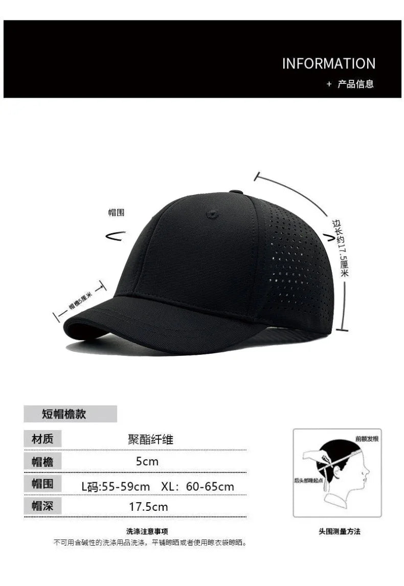 Brand Oohmy 5cm Short Brim Baseball Caps Big Head and Small Head for Men Women Mesh Back Trucker Hat Short BillQuick Dry