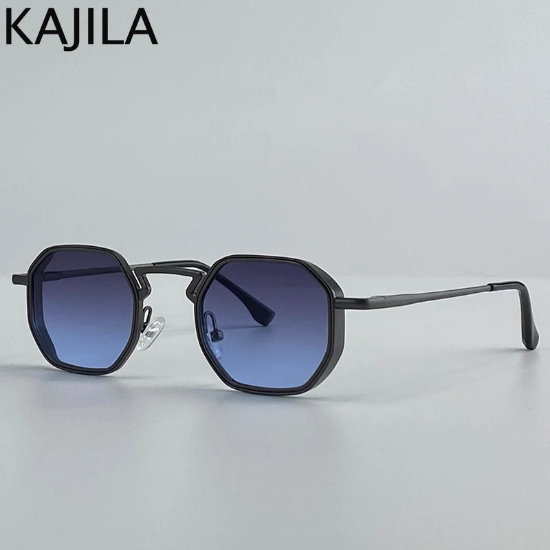 Small Frame Hexason Steampunk Sunglasses Men 2025 Luxury Brand Vintage Punk Eyewear Classic Polygon Metal Sun Glasses Male UV400