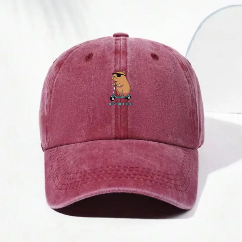 Capybara Cartoon Washed Cotton Baseball Cap For Men Women Embroidery Unisex Soft Hats Vintage Funny Animal Hat Cute Fashion Caps
