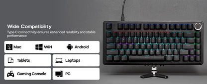 EPOMAKER x AULA F75 Teclado mecánico con cable 75% ANSI US Layout, montaje gasket, hot-swap, para Mac/WIN/Android, con perilla