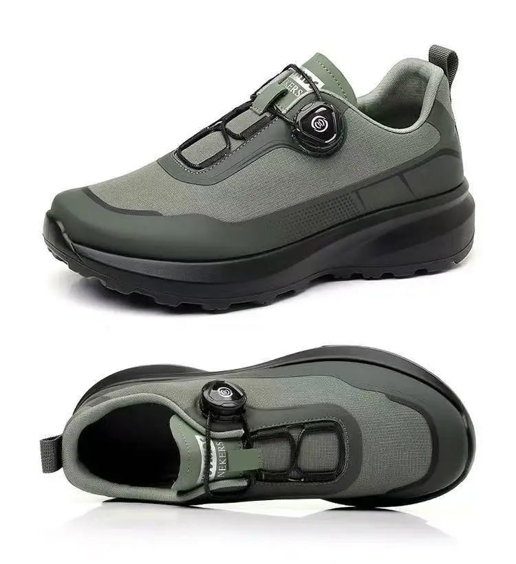 Chaussures de course décontractées noires pour hommes, bouton rotatif, antidérapantes, semelle épaisse, baskets d'extérieur