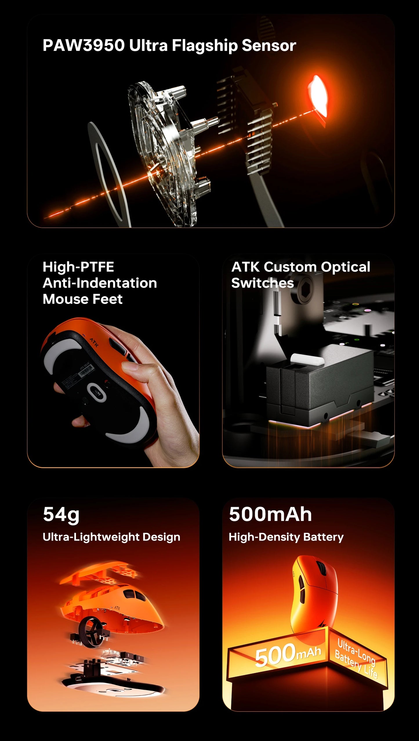 ATK Blazing Sky Z1 Series Wireless Mouse 8K Dual Mode PAW3950 Ultra Gaming Mouse Lightweight Low Delay E-sports