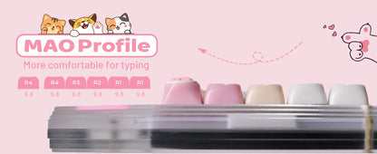Keycaps XVX 148 Teclas Tema Gato Perfil MAO Keycap Coreana Brilhante e Fofa para Teclado 61 64 68 78 87 96 98 104 108