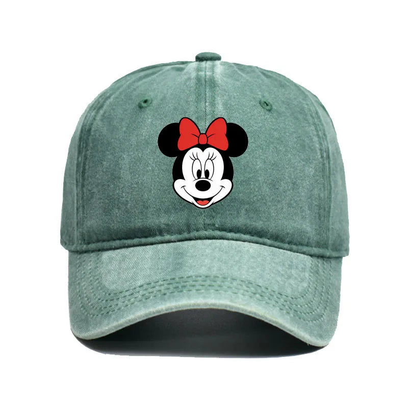 Retro Washed Mickey Mouse Print Baseball Cap Men Women Vintage Kpop Snapback Cap Adjustable Breathable Trucker Hat Sunscreen Hat