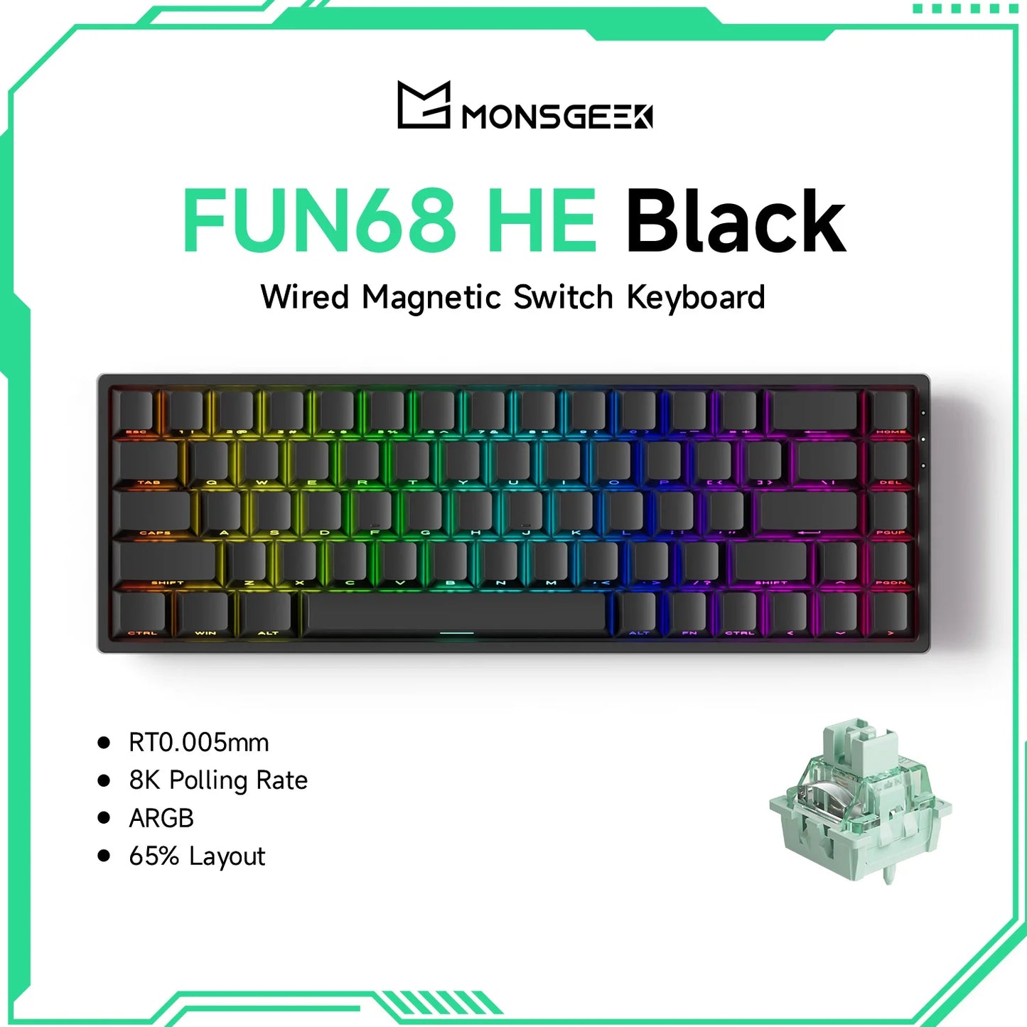 Teclado magnético Akko MonsGeek FUN68 FUN60 PRO&MAX HE 60% 65% para gaming, teclados gaming Rapid Trigger 8K, teclado personalizado para gamer e esports