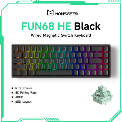 Teclado magnético Akko MonsGeek FUN68 FUN60 PRO&MAX HE 60% 65% para gaming, teclados gaming Rapid Trigger 8K, teclado personalizado para gamer e esports