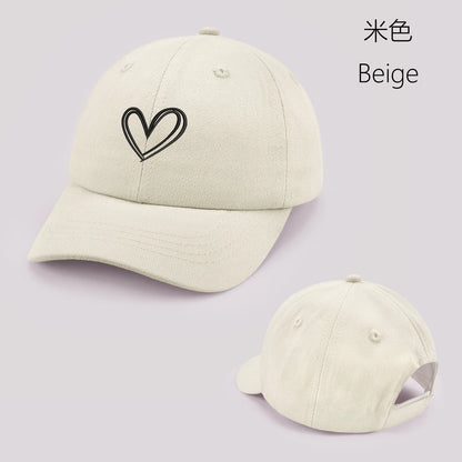 Cartoon heart-shaped Baby Baseball Cap Cute Solid Color Toddler Sun Hat with Ears Summer Adjustable Kids Boy Girl Peaked Cap ﻿