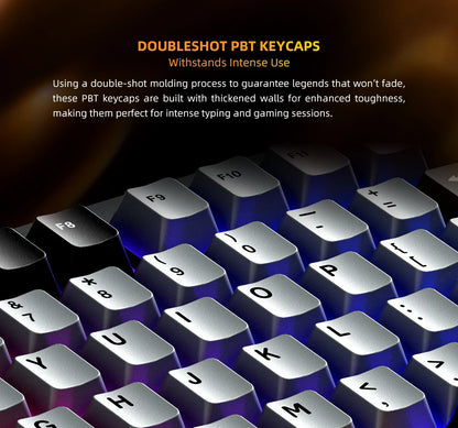 Teclado mecánico Machenike K600-B82W Tri-Modos con montaje gasket, diseño ANSI 75%, retroiluminación RGB y conexión inalámbrica para gaming