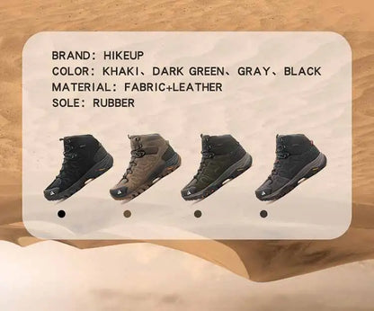 Botas de caminhada de cano alto HIKEUP para homem, calçado de inverno para exterior, com atacadores, antiderrapantes, desportivas casuais para trekking, impermeáveis, em camurça