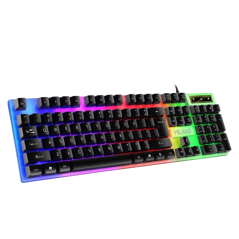 KEBIDUMEI Tastiera cablata USB RGB retroilluminata da gaming 104 tasti, tastiera standard a membrana per PC, laptop, Windows, iOS