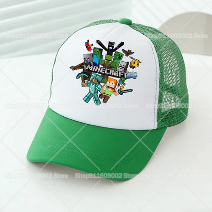 Minecrafted Mesh Baseball Caps Cartoon Figures Adult Children Sports Hats Boys Girls Summer Outdoor Sunshade Peaked Caps Gift