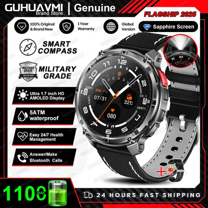 New T-REX3 Ultra 1100mAh Battery SmartWatch 10ATM Waterproof GPS Compass Flashlight 1.7" AMOLED HD Call Sports Smart Watch Men