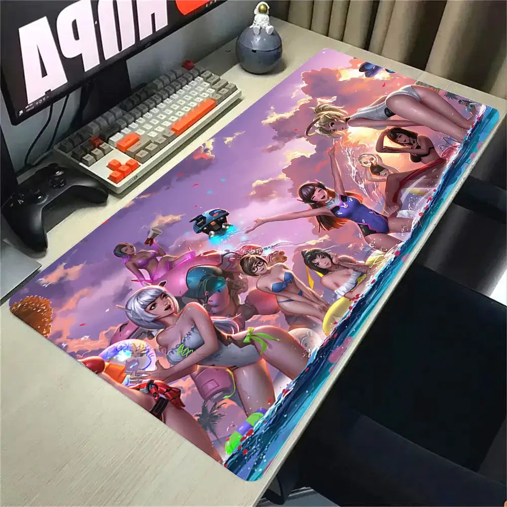 Overwatch 2 Gaming Accessories Mouse Pad Gamer Cabinet Pc Big Desk Mat Computer Keyboard Desks Xxl Mousepad Anime Large Mausepad, équipement gamer premium Fraquane