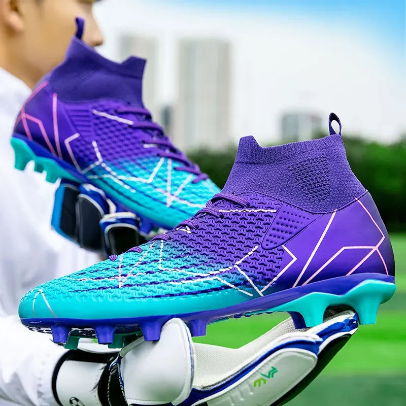 Nouvelles chaussures de Football professionnelles haut en cuir d'herbe artificielle jeunes étudiants chaussures de Football d'entraînement pour hommes et femmes sport