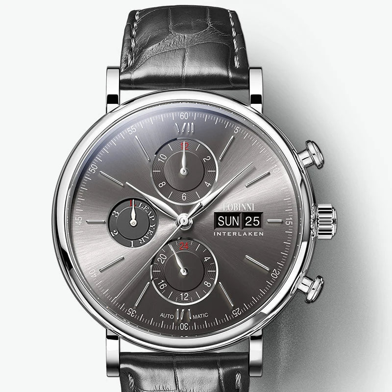 Luxury Brand Switzerland LOBINNI Perpetual Calendar Seagull Automatic Mechanical Men's Watches Sapphire Multi-function L13019-11