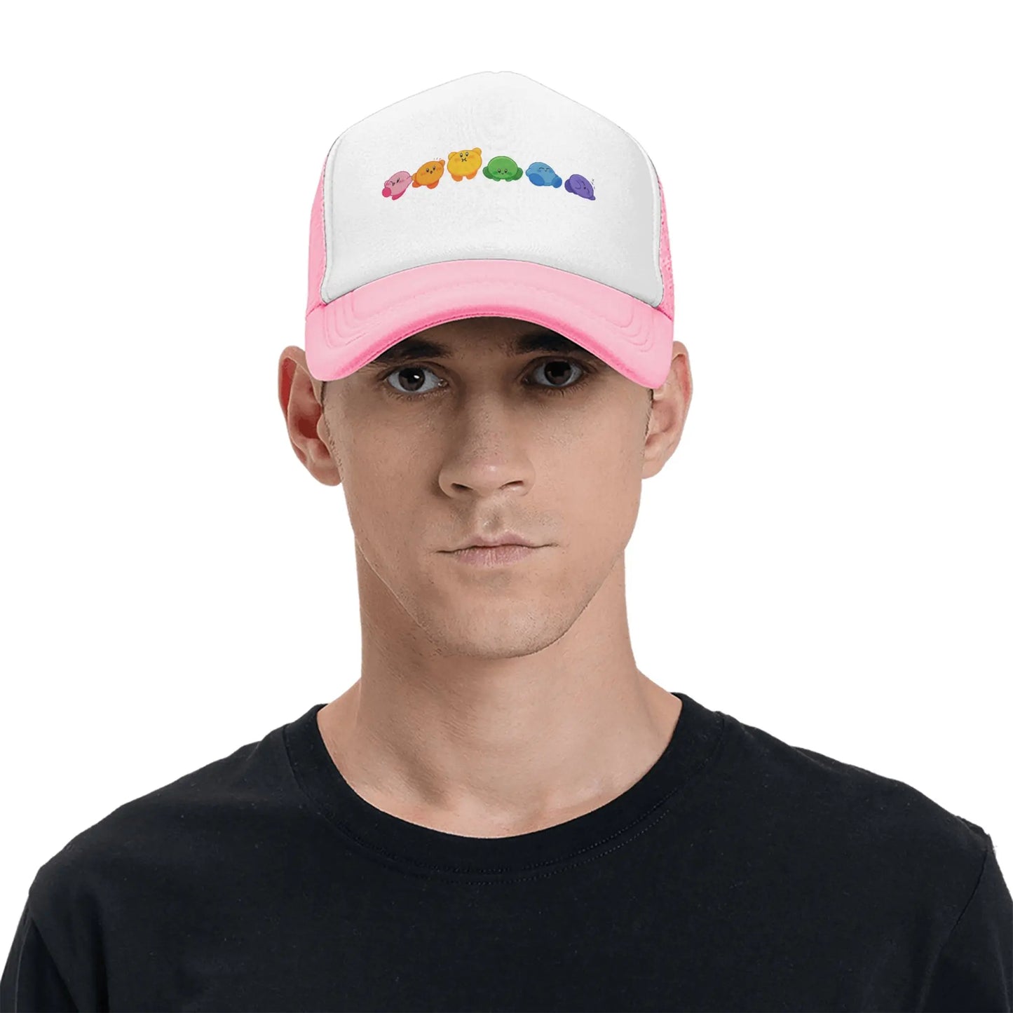 Adult Kirbys Rainbow Trucker Caps Vintage Mesh Baseball Caps Snapback Caps  Dad Hat Sun Hat Breathable Sports Cap Wholesale New