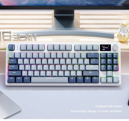 ATTACK SHARK K86 Mechanical Keyboard with Metal Knob,TFT Smart Color Screen,87-key Layout,RGB Lighting,and Three-mode Connection